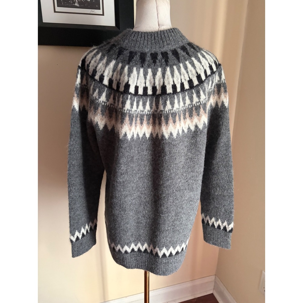 Pendleton Women's Grey Alpaca Oversized Fair Isle Crewneck Sweater Small - Picture 7 of 7